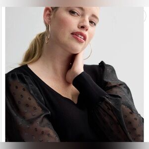 Elegant Black Sheer Sleeve Top